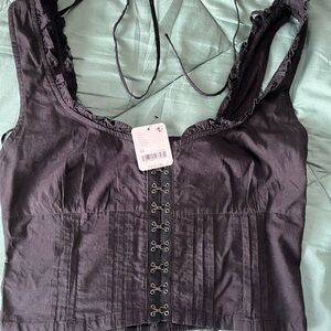 Free People Amelia Corset - Black Hook-and-Eye Crop Top
